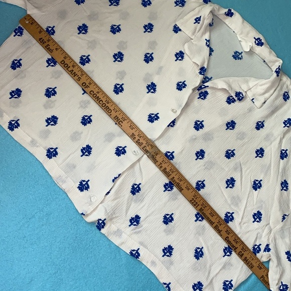 H&M gauzy floral print button up short sleeve boxy cut oversized NEW size XXL - Picture 11 of 13